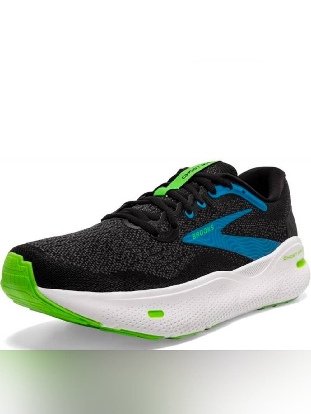 Brooks Ghost Max Black and Atomic Blue Athletic Shoe size 11.5